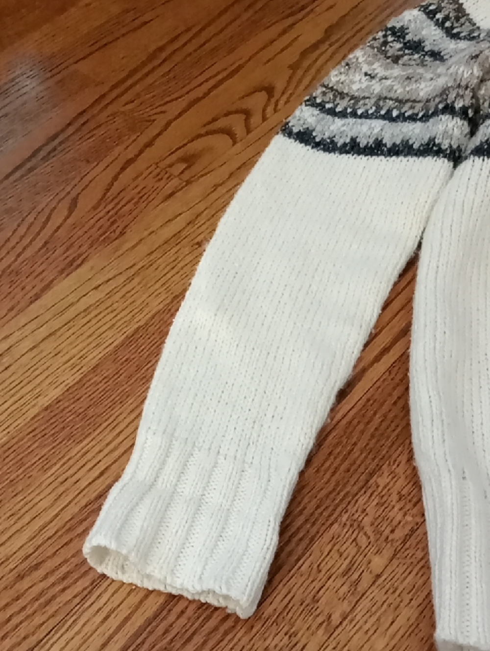 UNIQUE LIKE NEW Zipper Knit Sweater Cream/Browns - Picture 5 of 9